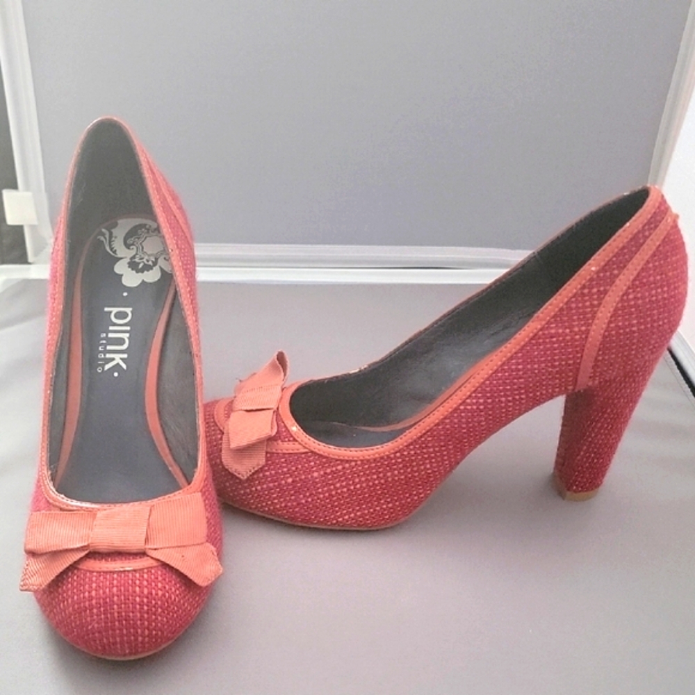 PINK Studio Red Heels with Chunky Heel